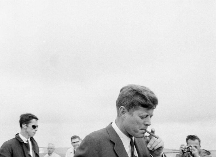 President John F. Kennedy Smoking in Hyannis Port
