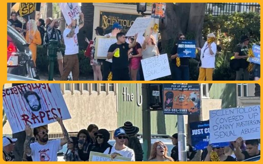 Protesters Swarm Scientology’s Celebrity Centre Attacking Church 