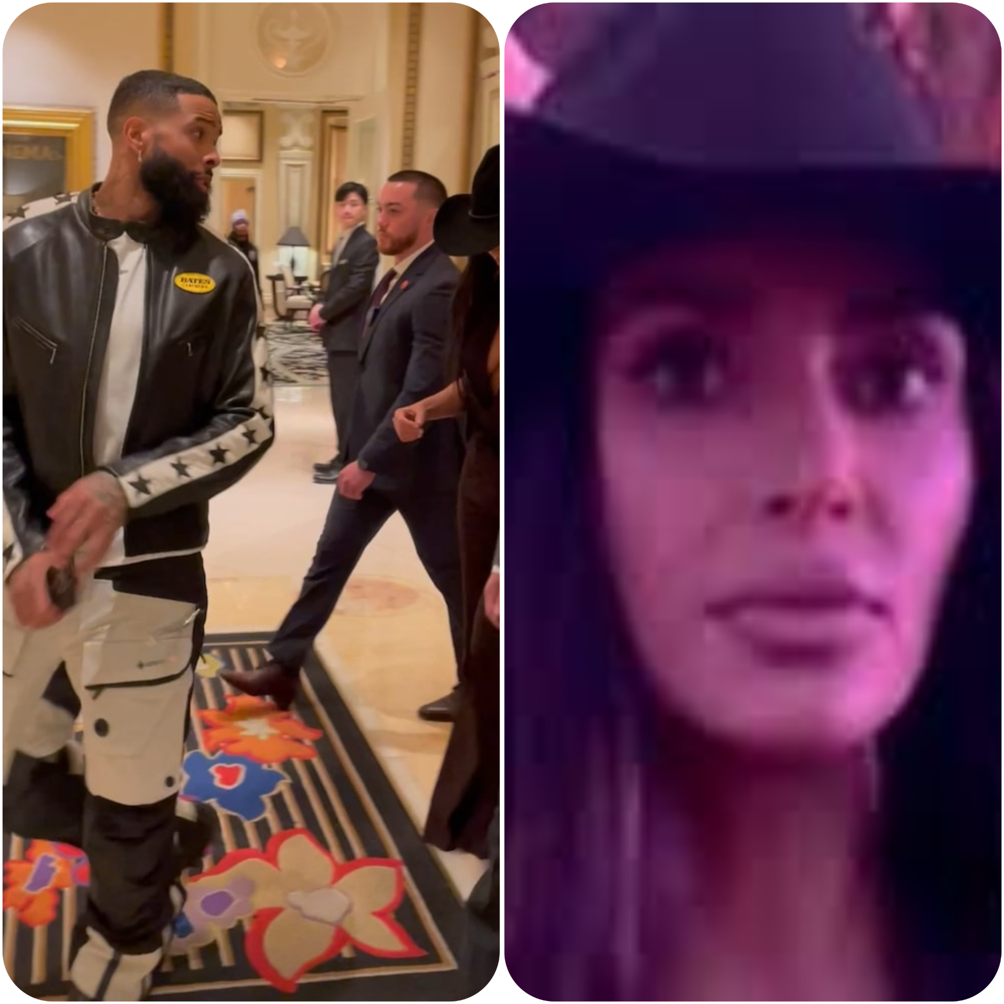 Kim Kardashian and Baltimore Ravens wide receiver Odell Beckham Jr. were seen hanging out at a Super Bowl party in Las Vegas this weekend