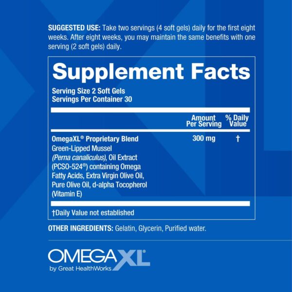 Omega XL 60ct by Great HealthWorks: Small, Potent, Joint Pain Relief - Omega-3