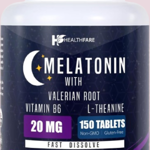 Healthfare Melatonin 20mg 150 Tabs With L-Theanine, Valerian Root & Vitamin B6