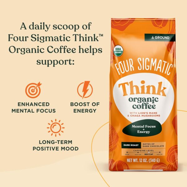 FOUR SIGMATIC THINK GROUND COFFEE WITH LION'S MANE MUSHROOM DARK ROAST 12OZ