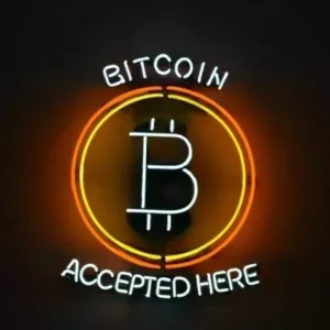 Bitcoin Accepted Here Cryptocurrency 20"x16" Neon Light Sign Lamp Wall Decor