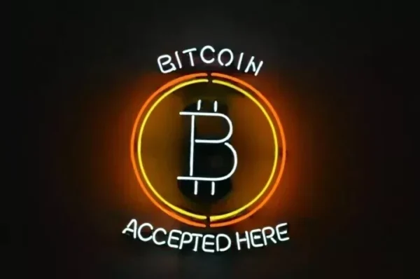 Bitcoin Accepted Here Cryptocurrency 20"x16" Neon Light Sign Lamp Wall Decor