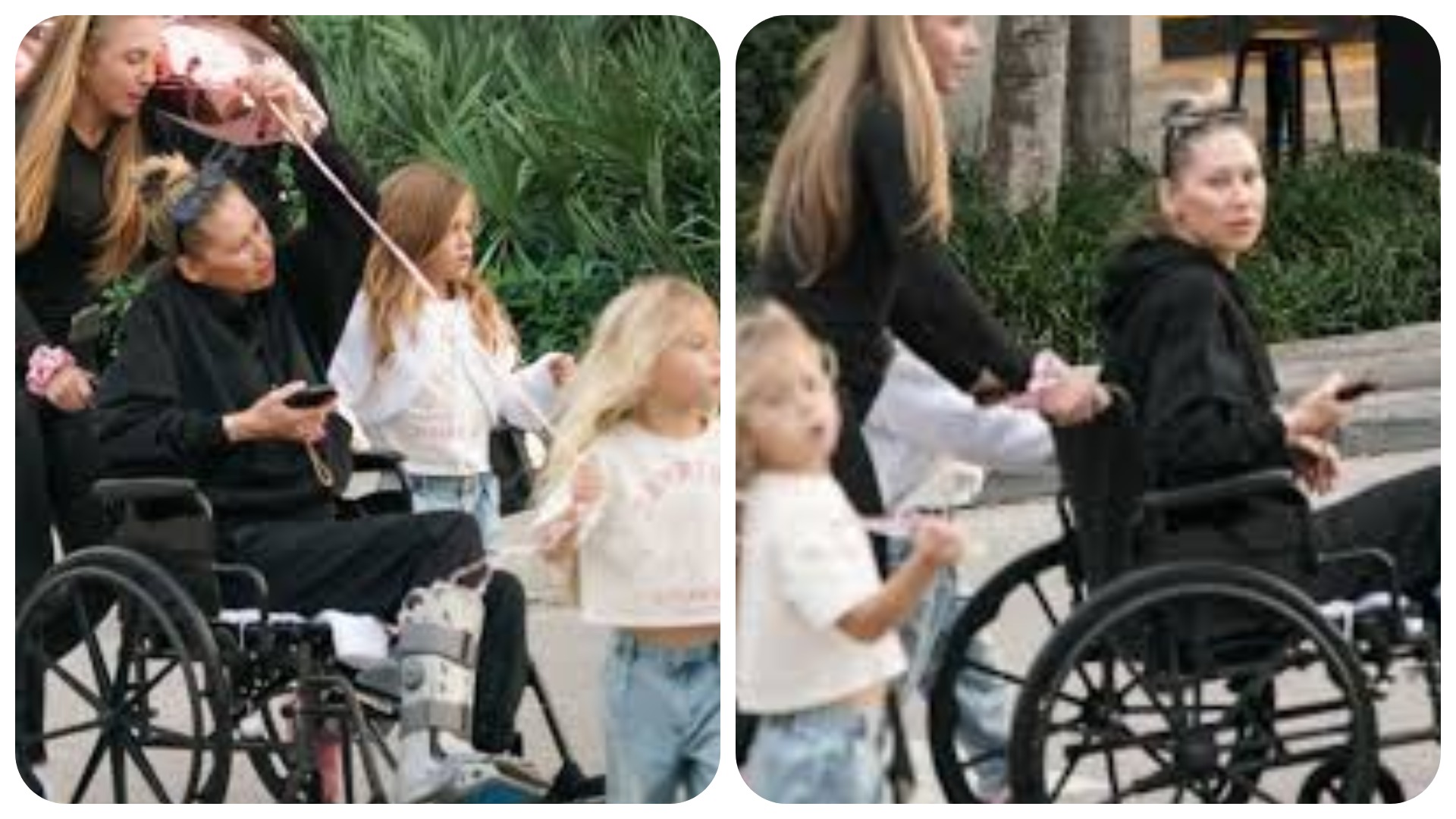 Anna Kournikova pictured in a wheelchair